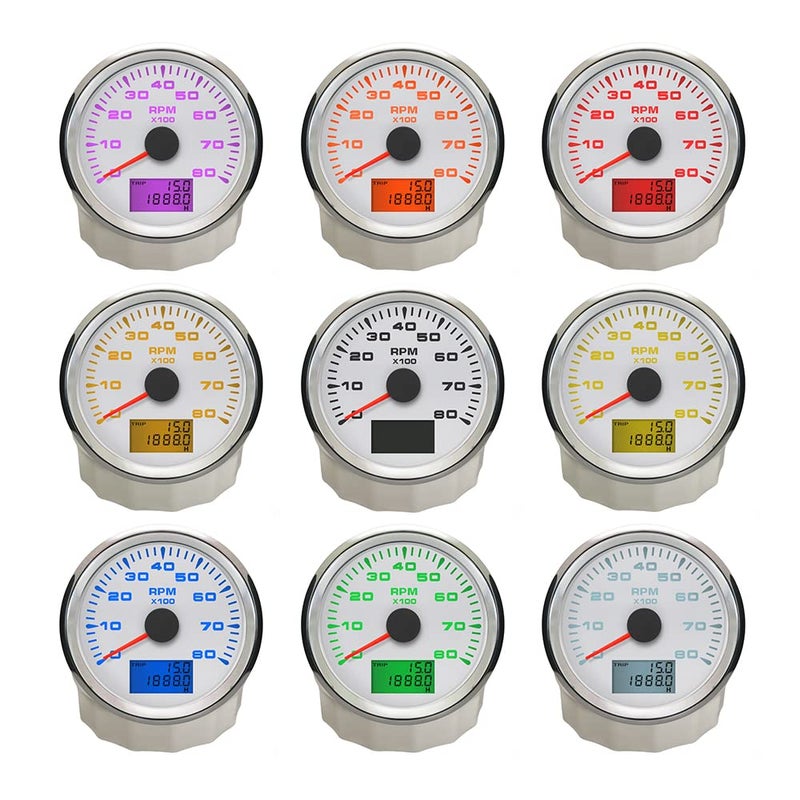 ELING Universal Tachometer Tacho Gauge 8000RPM for Auto Marine Yacht Vehicle with 8 Colors Backlight 85mm 9-32V - Image 3